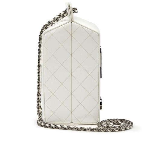 Chanel White Patent Leather Lait De Coco Milk Carton Bag .